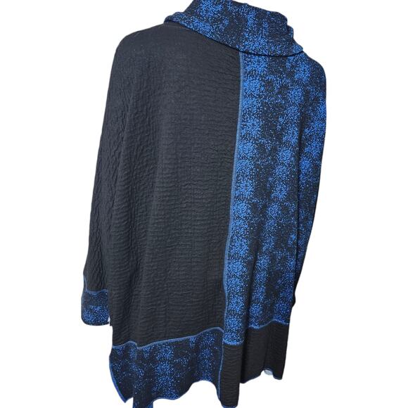Ali Miles Tunic 3X Knit Color Blocked Crewneck 3/4 Sleeve Top Blue Black Sweater - Picture 5 of 8